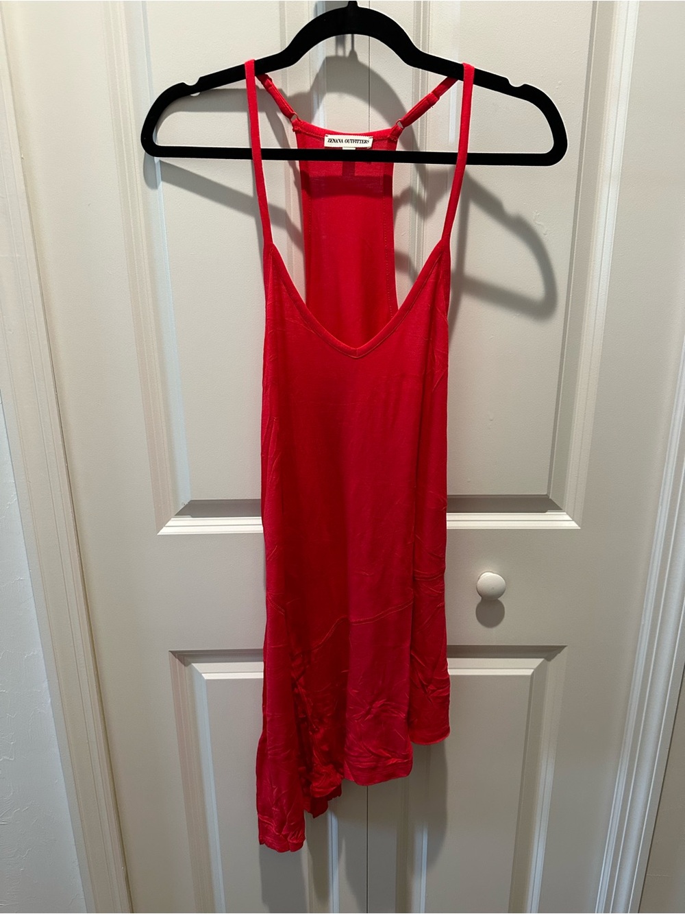 Zenana Outfitters Red Racerback Slip Dress Handkerchief hem line size M NWOT